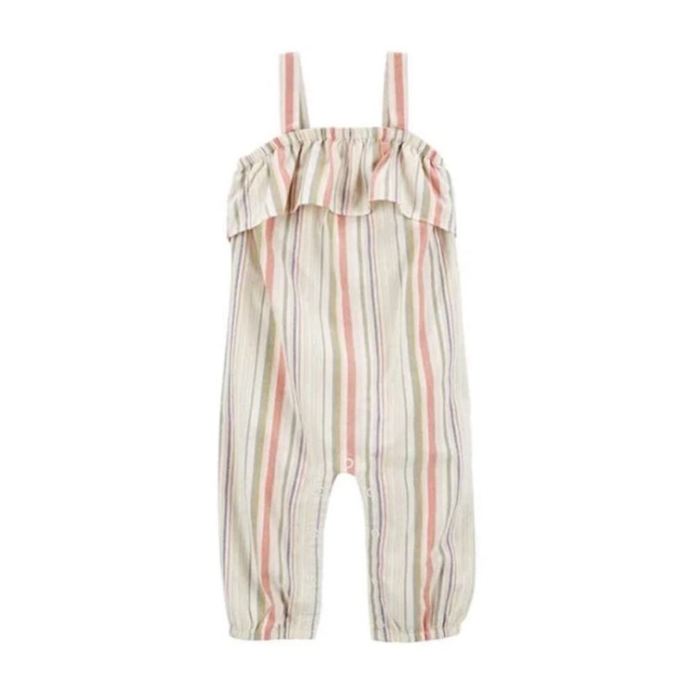 NEW CARTERS Baby Girls Ruffle Twill Jumpsuit Size  3 Months